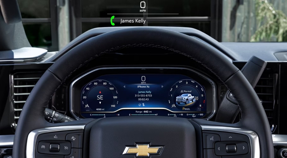 The digital gauge is shown in a 2025 Chevy Silverado 2500 HD.