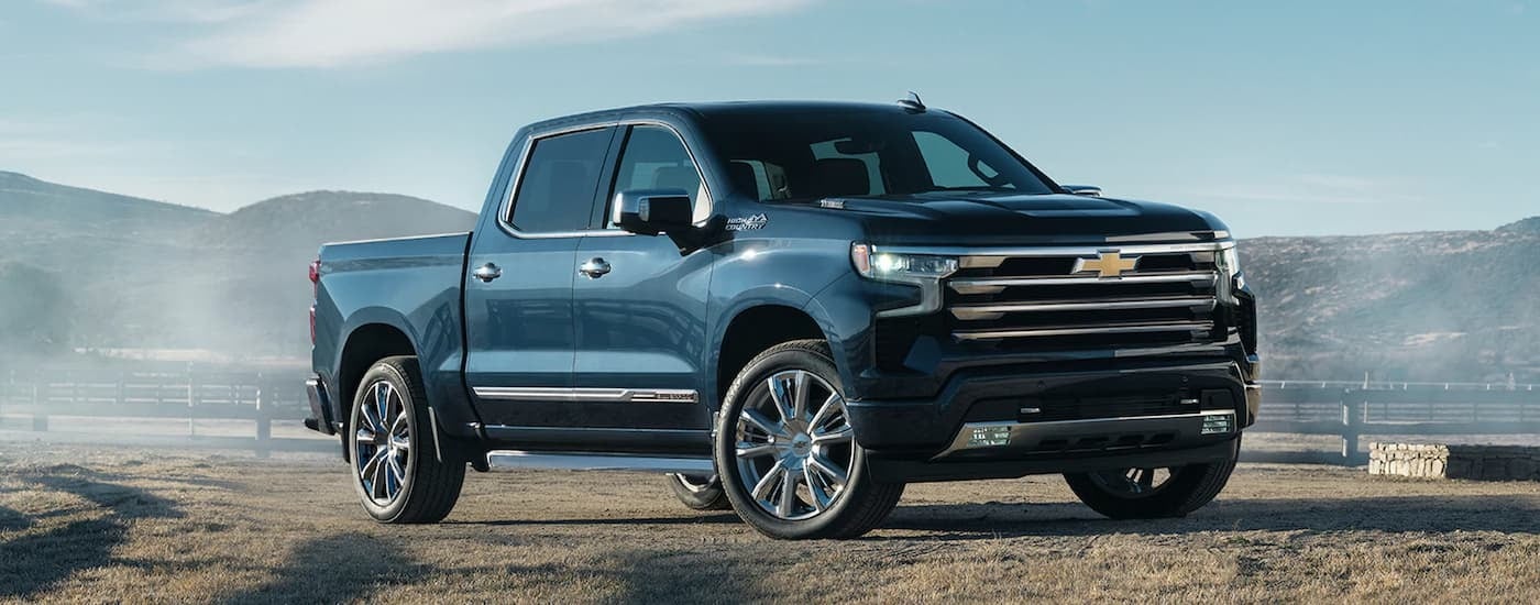 Black 2022 Chevy Silverado 1500 parked on a ranch